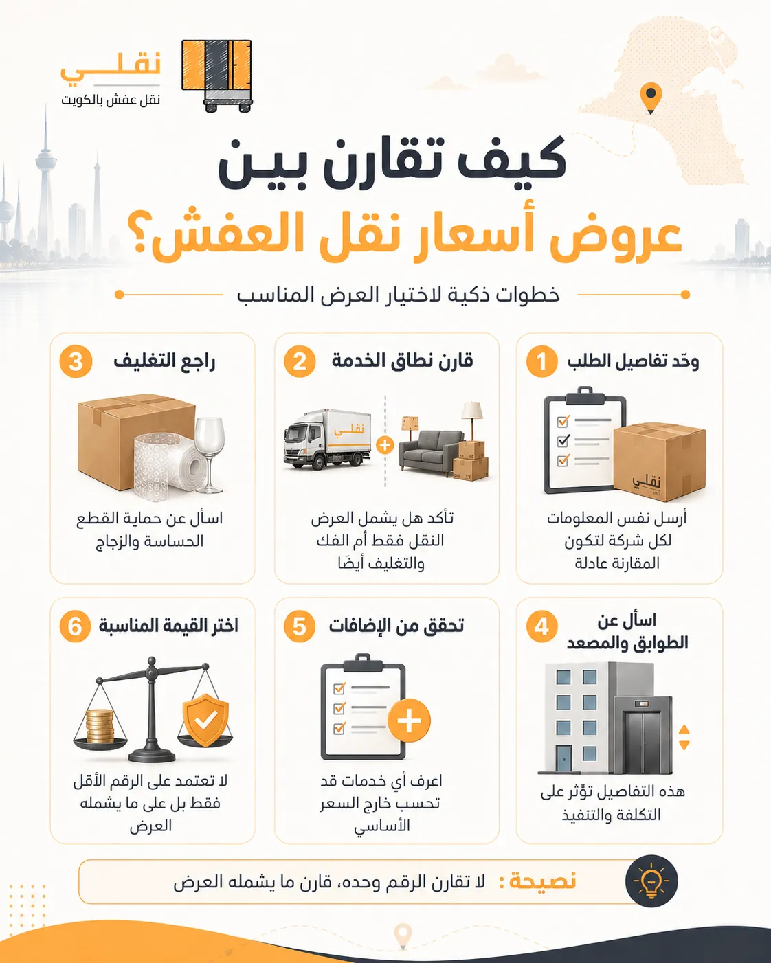 كيف تقارن اسعار نقل الاثاث بالكويت بطريقة صحيحة