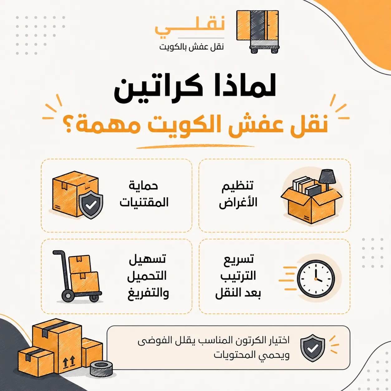 لماذا تعتبر كراتين نقل عفش الكويت مهمة قبل الانتقال؟